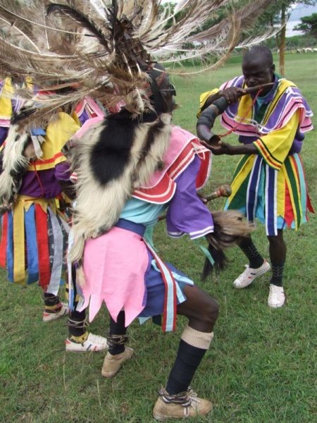 Horn player from Kochia Dancers, Homa Bay, Kenya