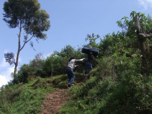 Up hill to Birara community